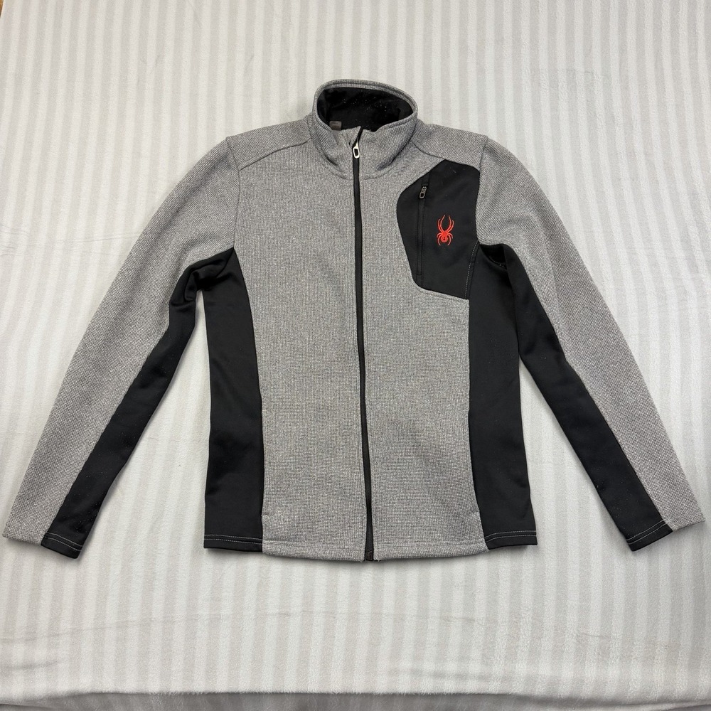 Spyder Men's Size Small‎ Full Zip Soft Shell Jacket Coat Gray Black